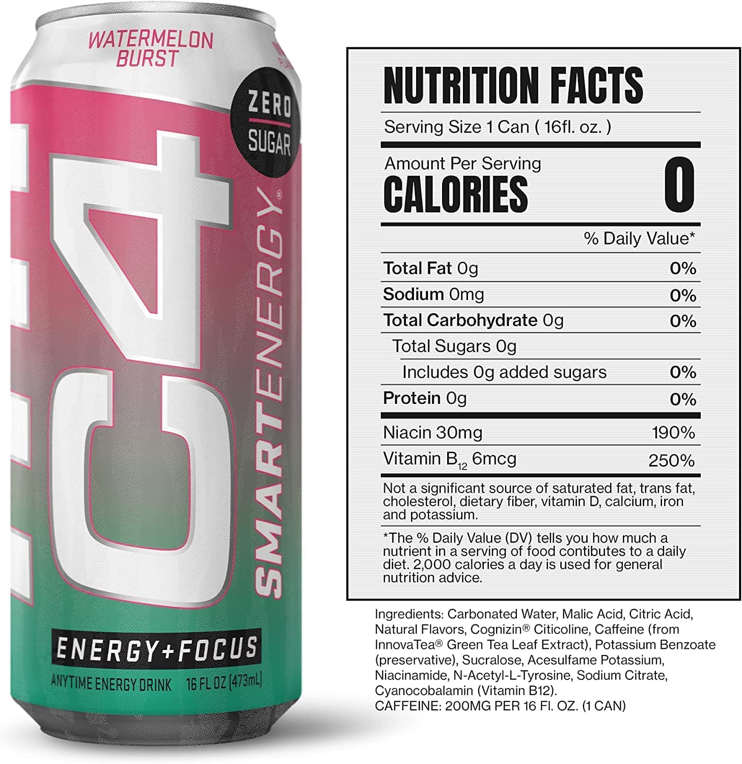 C4 Smart Energy Drink - Sugar Free Performance Fuel & Nootropic Brain Booster， Coffee Substitute or Alternative | Peach Mango Nectar 16 Oz - 12 Pack - Image 3